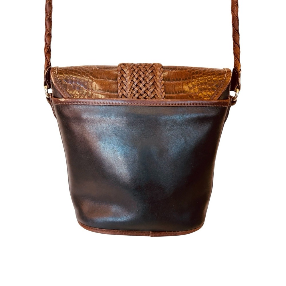 Vintage Brighton Cheryl Crossbody Leather Bag Alligator Embossed Black Brown 90s - Picture 5 of 16